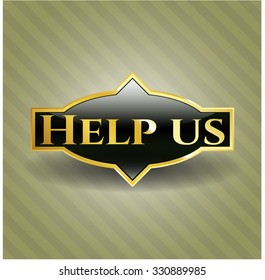 Help us gold shiny badge