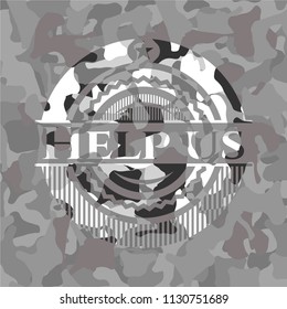 Help us grey camo emblem