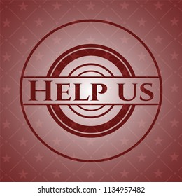 Help us red emblem. Retro