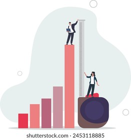 help using measuring tape to measure bar.improvement or business growth concept,flat vector illustration.