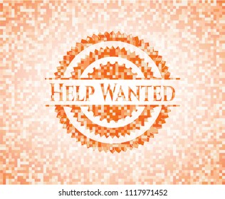 Help Wanted abstract orange mosaic emblem