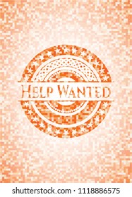 Help Wanted abstract orange mosaic emblem