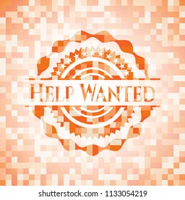 Help Wanted abstract orange mosaic emblem