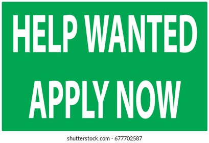 Help wanted apply now on green background. 