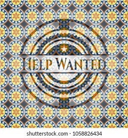 Help Wanted arabesque badge. arabic decoration.