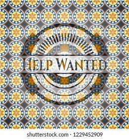Help Wanted arabesque style badge. arabic decoration.