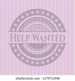 Help Wanted badge with pink background