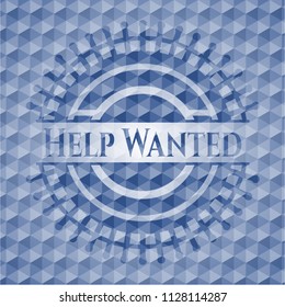 Help Wanted blue polygonal emblem.