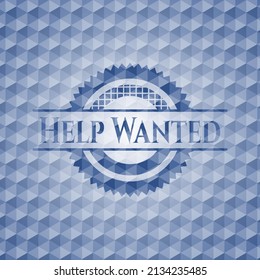 Help Wanted blue polygonal emblem. Vector Illustration. Detailed. 