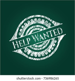 Help Wanted chalkboard emblem on black board