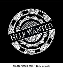 Help Wanted with chalkboard texture. Vector Illustration. Detailed.