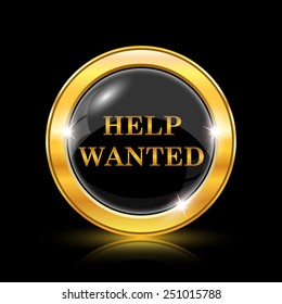 Help wanted icon. Internet button on black background. EPS10 vector 