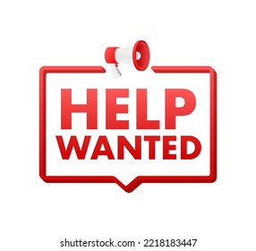 Help Wanted Icon, Sign. Help Wanted Label. Vector Stock Illustration