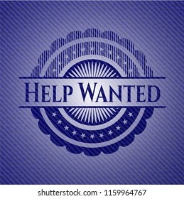 Help Wanted jean or denim emblem or badge background