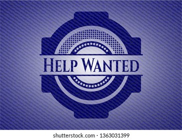 Help Wanted jean or denim emblem or badge background
