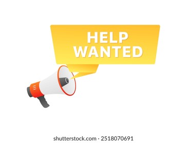 Help wanted message icon. Megaphone icon. Flat style. Vector icon.