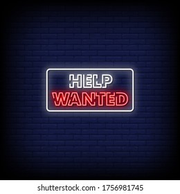 Help Wanted Neon Signs Style Text vector