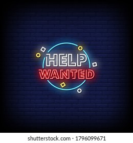 Help Wanted Neon Signs Style Text Vector