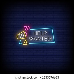 Help Wanted Neon Signs Style Text Vector