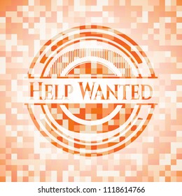 Help Wanted orange mosaic emblem with background