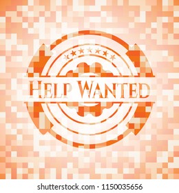 Help Wanted orange mosaic emblem with background