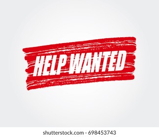 Help wanted. pen marker. red brush paint