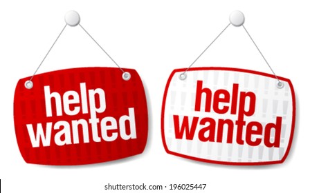 Help wanted red signs set.