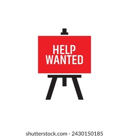 Help wanted sign on white background