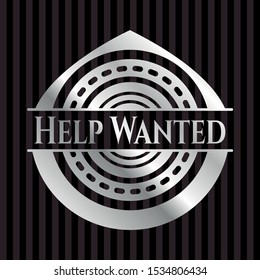 Help Wanted silver emblem or badge. Vector Illustration. Mosaic.