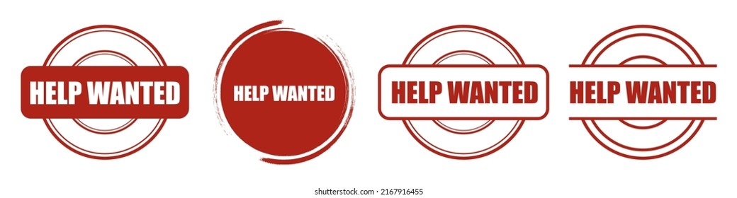 Help wanted stamp. Vector isolated on white.
