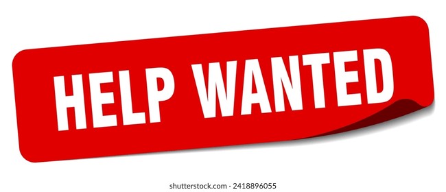 help wanted sticker. help wanted rectangular label isolated on white background