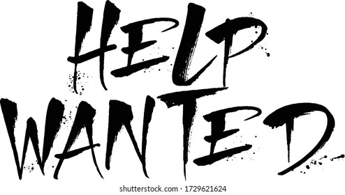 Help wanted text sign illustration on white background