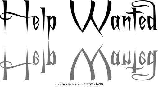 Help wanted text sign illustration on white background