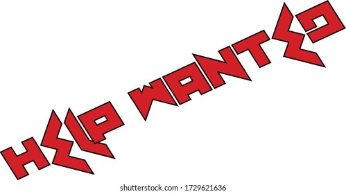 Help wanted text sign illustration on white background