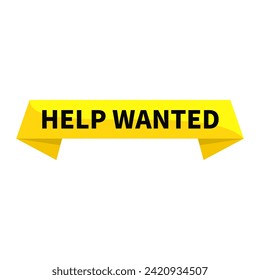 Help Wanted Text In Yellow Rectangle Ribbon Shape For Information Announcement Sign Business Marketing Social Media
