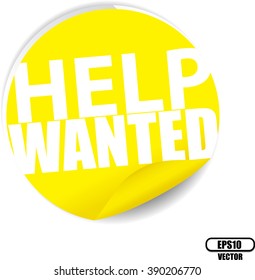 Help wanted yellow Label, Sign, stickers and symbol -Vector Illustration