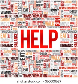 HELP word cloud background, health concept