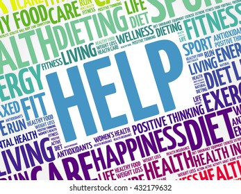 HELP word cloud background, health concept