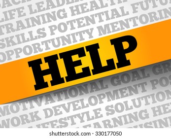 Help word cloud, business concept