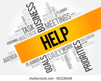 HELP word cloud collage, business concept background