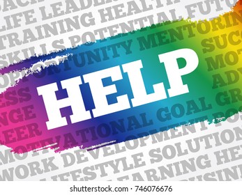 Help word cloud collage, business concept background