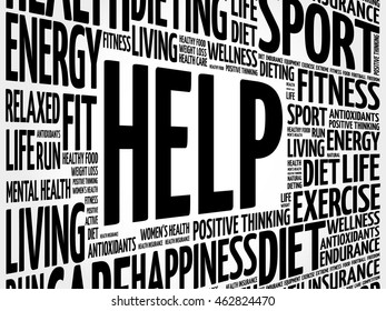 HELP word cloud collage, health concept background