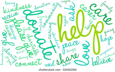 Help word cloud on a white background. 