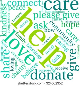 Help word cloud on a white background. 