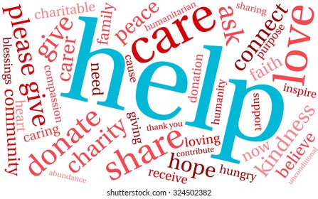 Help word cloud on a white background. 