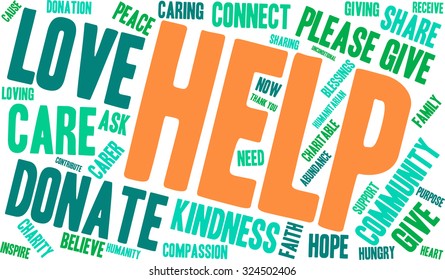 Help word cloud on a white background. 