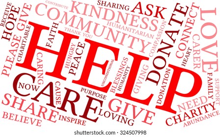 Help word cloud on a white background. 