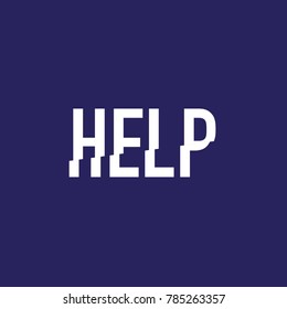 help word with cut inclined in vector