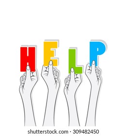 help word hold in hand concept design vector