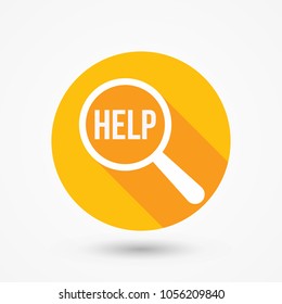 Help Word Magnifying Glass. Vector illustration